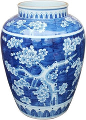 Blue & White Plum Open Top Jar