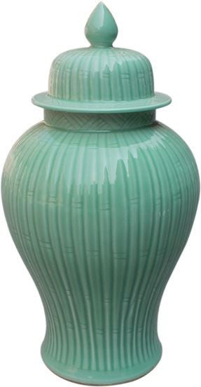 Celadon Bamboo Temple Jar