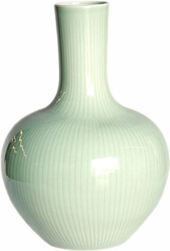 Celadon Carved Bamboo Globular Vase