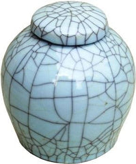 Celadon Crackle Lidded Round Ming Jar
