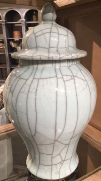 Celadon Crackle Temple Jar - S