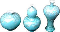 Chinoiserie Green Crystal Shell Vases - Set of 3