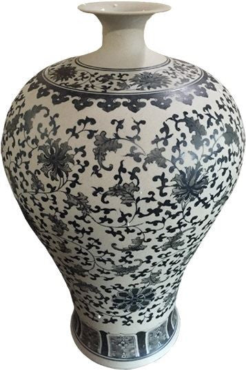 Matte Charcoal Twisted Lotus Plum Vase
