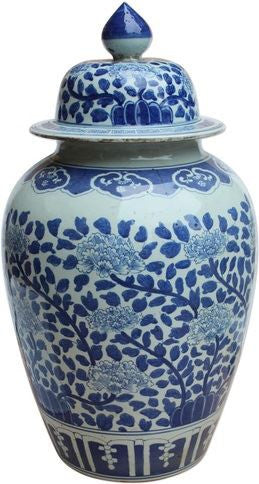 B&W Dynasty Ginger Jar Leaves & Blossom