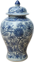 B&W Peacock Lotus Temple Jar