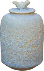 Flambe Glazed Blue Bird Lid Jar - Large