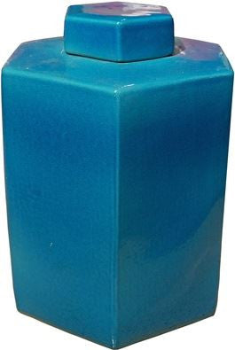 Hex Tea Jar 14H - Turquoise