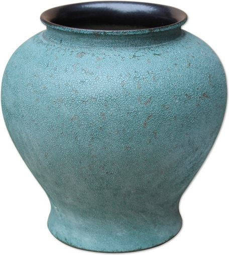 Weathered Bronze Green Crackle Jar - S