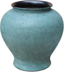 Weathered Bronze Green Crackle Jar - S