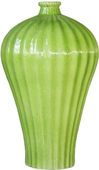 Fluted Plum Vase - Lime Green