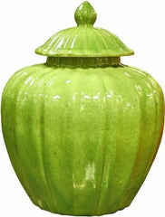 Fluted Pumpkin Jar - Lime Green