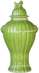 Fluted Temple Jar - Lime Green