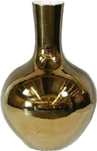 Metallic Gold Globular Vase