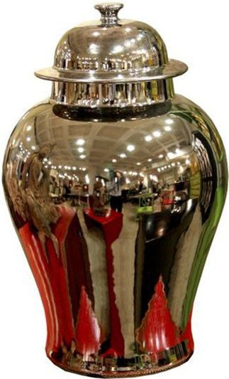 Metallic Silver Temple Jar