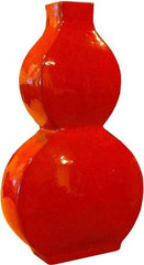 Flat Gourd Vase - Cinnabar Red