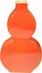 Flat Gourd Vase - Orange Crackle