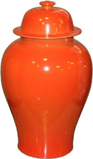 Orange Crackle Temple Jar