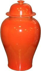 Orange Crackle Temple Jar