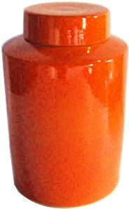 Round Tea Jar 13H - Orange Crackle