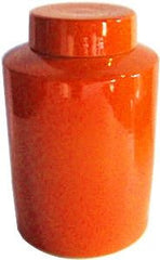 Round Tea Jar 13H - Orange Crackle
