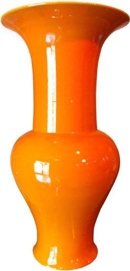 Wide Mouth Vase - Orange Crackle