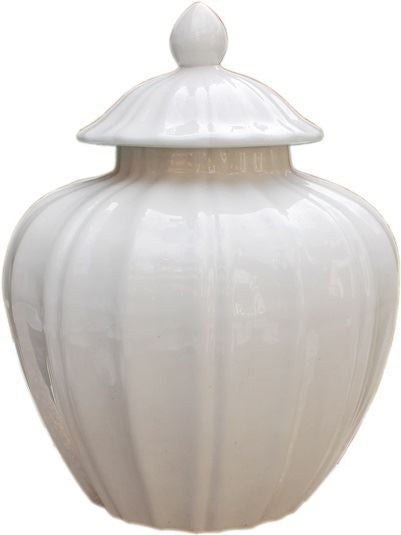 Fluted Pumpkin Jar - White