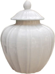 Fluted Pumpkin Jar - White