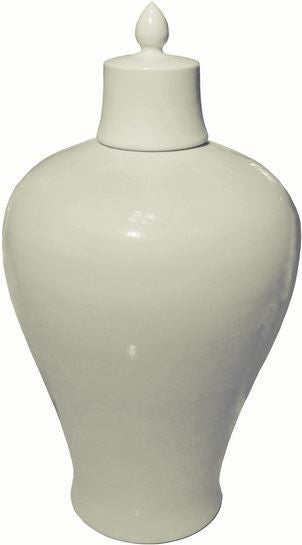 Matte Glaze White Lidded Plum Vase