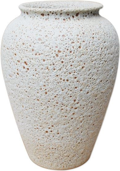 Weathered White Crackle Jar - M