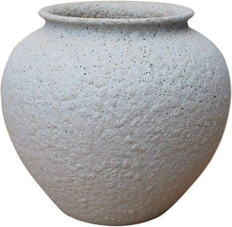 Weathered White Crackle Jar - S