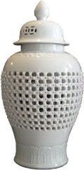 White Carved Knot Temple Jar
