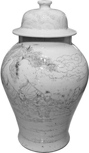 White Temple Jar Carving People
