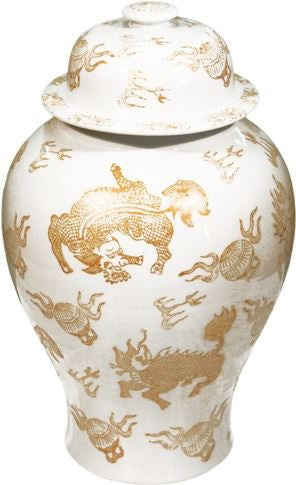 White Temple Jar Gold Kylin - 18H