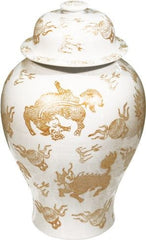 White Temple Jar Gold Kylin - 18H
