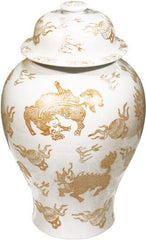 White Temple Jar Gold Kylin - 26H