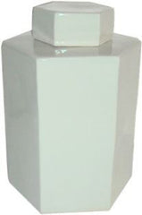 Hex Tea Jar 14H - White