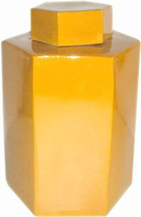 Hex Tea Jar 14H - Yellow
