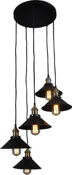 Renata Circular 5 Light Pendant Lamp Black