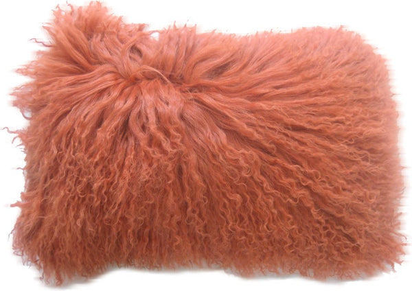 Lamb Fur Pillow Rect. Orange