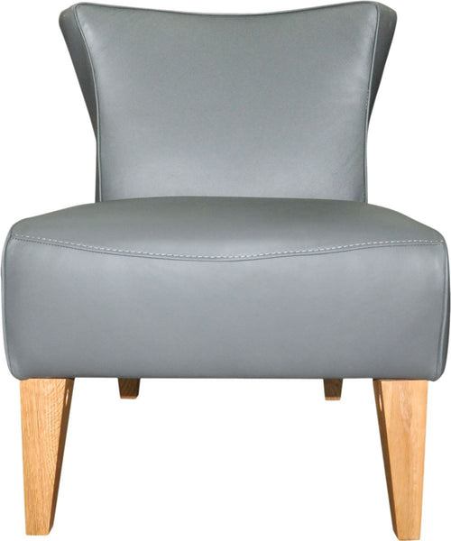 Quentin Leather Side Chair Grey