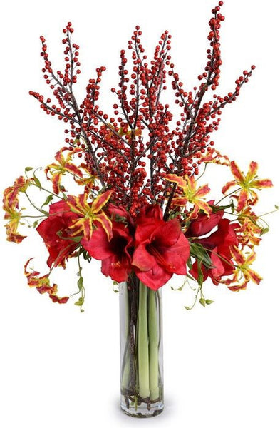 Winterberry, Gloriosa Lily, Amaryllis Bouquet
