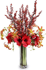Winterberry, Gloriosa Lily, Amaryllis Bouquet