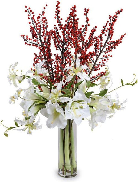 Winterberry, Gloriosa Lily, Amaryllis Bouquet