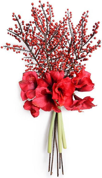 Wreath Bouquet Insert - Amaryllis, Winterberry