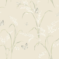 York AB1814 Black & White Tall Grass W/Butterflies Wallpaper