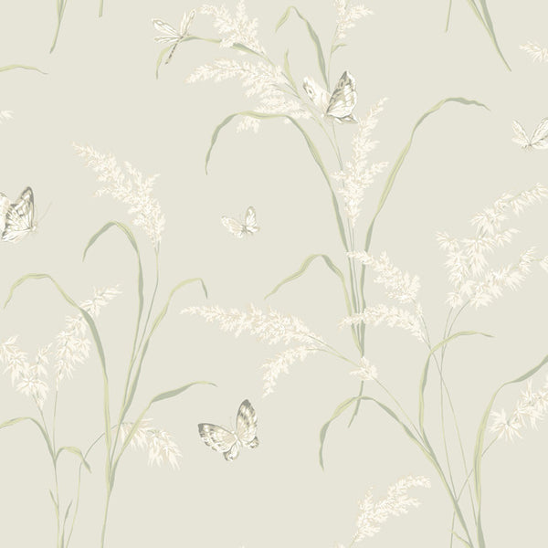 York AB1815 Black & White Tall Grass W/Butterflies Wallpaper