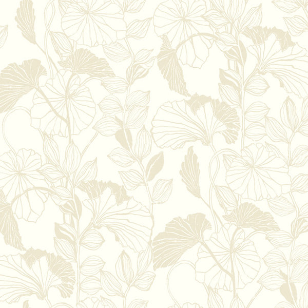 York AB1877 Black & White Leaf Outline Wallpaper