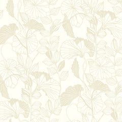 York AB1877 Black & White Leaf Outline Wallpaper