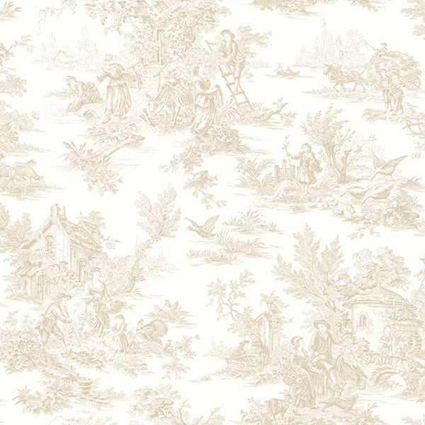 York AB1948 Black & White Campagne Toile Wallpaper