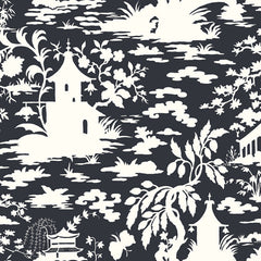 York AB2006 Black & White Asian Scenic Wallpaper